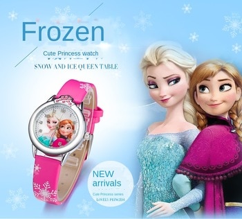 Elsa Watch Girls Elsa Princess Kids Watches Leather Strap Cute Children's Cartoon Wristwatches Gifts for Kids Girl watches