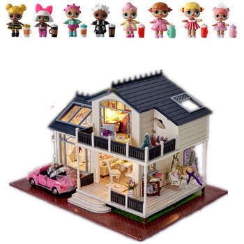 DIY Doll House lol Surprise Toy Wooden Model Miniature Building Furniture Miniature Action figure 3D Manual Gift Toy For Kids