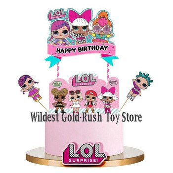 24pcs LOL surprise dolls cake card fruit plug-in children birthday party supplies Plugin lol surprise birthday toys set 10CM