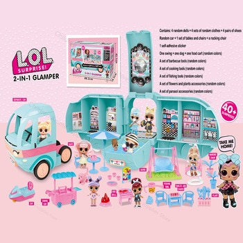 Original LOL Surprise Dolls DIY 2-in-1 Bus GLAMPER Toy Lol Doll Play House Games L.O.L SURPRISE Toys for Girls Birthday Gifts