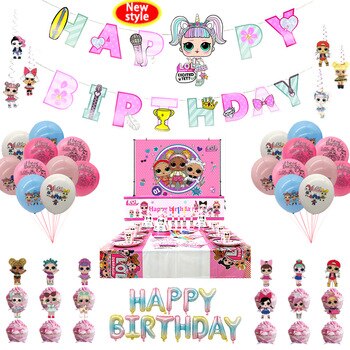 New Style Lol Surprise Party Supplies Lol Omg Theme Birthday Party Decoration Kid Girl Party Supplies Party Balloon Tableware