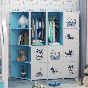 Simple Modern Economical Assembly Of Children's Cartoon Baby Wardrobe Plastic Household Bedroom Lockers Furniture