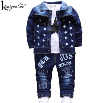 Baby Boy Clothes Set Boys Sport Suit Baby Boys Clothes Boys Sets Kids Clothes Denim Jacket+T-shirt+Jeans New Clothes For Boys